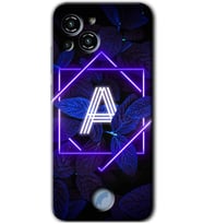Reeder S23 Pro Max Kılıf HD Desen Baskılı Arka Kapak - Dark Neon Yaprak A Harfi