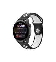 Uray store Watch 22mm Spor Delikli Kordon - Siyah-Beyaz