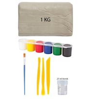 Beyaz Seramik Hamuru 1 Kg Kil Plastik Ebeşuar Seti Akrilik Boya Su Bazlı Parlatma Verniği