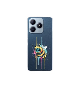 Realme C63 ile uyumlu Splash arı tasarımlı şeffaf silikon kılıf