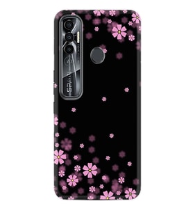 Tecno Spark 6 6 Go 8C 8 Pro 7 7 Spark 9 Pro Kılıf Desemli Silikon Black flowers 1391