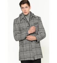 PLT8335 DEWBERRY ERKEK PALTO-DESENLİ SİYAH