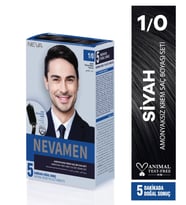 Neva Color Siyah Men Amonyaksız Krem Saç Boyası Seti 1/0