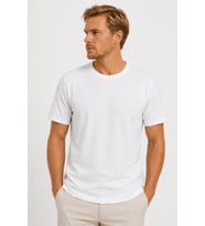 Beyaz Havlu Kumaş Rahat Kalıp Sıfır Yaka Erkek Tişört// 9000-BEYAZ