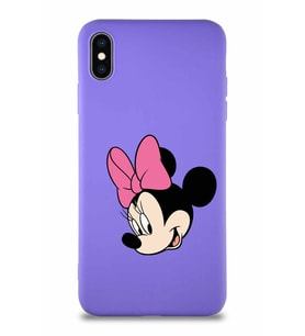 Apple iPhone XS Max Soft Premier Kapak Minnie Mouse-B Tasarımlı Silikon Kılıf - Mor (Şeffaf)