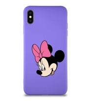 Apple iPhone XS Max Soft Premier Kapak Minnie Mouse-B Tasarımlı Silikon Kılıf - Mor (Şeffaf)
