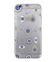 PrintiFy iPhone 6 Plus ile Uyumlu Nazar Boncuğu 5  Kamera Korumalı Şeffaf Silikon Kılıf