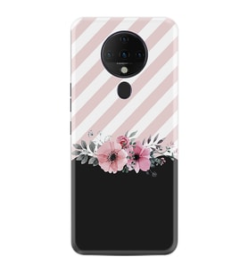 Tecno Spark 6 Kılıf Resimli Silikon Kılıf Strip Pink Flowers 1396