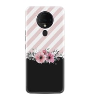 Tecno Spark 6 Kılıf Resimli Silikon Kılıf Strip Pink Flowers 1396