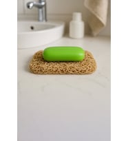Valerine Life Krem Renk Sabunluk Kaymaz Kıvırcık Lif Dokulu Su Tahliyeli Sabun Altlığı 7x11cm 3 Adet