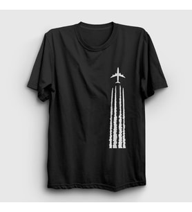 Presmono Unisex Siyah Contrail Pilot Airplane Uçak T-Shirt 396800tt