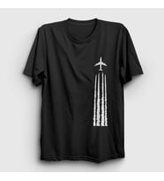 Presmono Unisex Siyah Contrail Pilot Airplane Uçak T-Shirt 396800tt