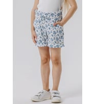 Breeze Kız Çocuk Şort Çiçekli Fiyonklu Beli Lastikli 8-14 Yaş, Beyaz