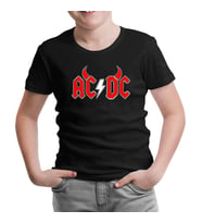 AC DC - Demon Fire Logo Siyah Çocuk Tshirt