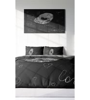 Çift Kişilik ( Lastikli Çarşaflı ) %100 Pamuk Saten Nevresim Takımı Love Sign
