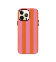 iPhone 12 Pro Vorian Çift Katmanlı MagSafe Kılıf Tangerine Rose Stripe