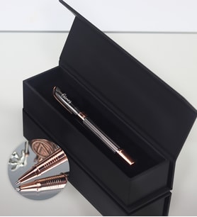 Kişiye Özel Rose Gold Detaylı Gümüş Renk Roller Kalem