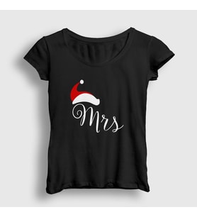 Presmono Kadın Siyah Mrs Yeni Yıl Yılbaşı T-Shirt 271099tt