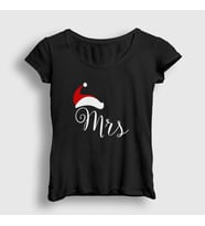 Presmono Kadın Siyah Mrs Yeni Yıl Yılbaşı T-Shirt 271099tt