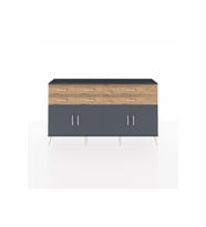 Arges Konsol 3 Raflı 6 Çekmeceli 4 Kapaklı 176x30x99 Antrasit-Antrasit/Çam