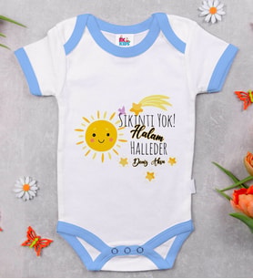 BK Kids Kişiye Özel Mavi Bebek Body Zıbın - Model 57