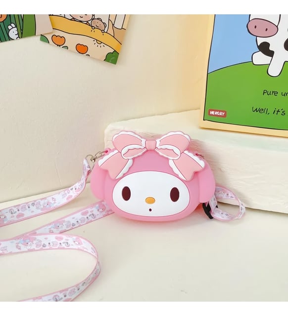 Melodi Sanrio Kuromi Pembe Hello Kitty Silikon Çanta Karikatür