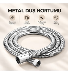 360 Dereceli Dönerli Banyo Duş Hortumu Banyo Spiral Hortumu Krom