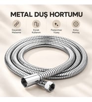 360 Dereceli Dönerli Banyo Duş Hortumu Banyo Spiral Hortumu Krom