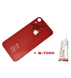 Tkgz İPhone XR Arka Pil Batarya Kapağı (CAM+B-7000) KIRMIZI