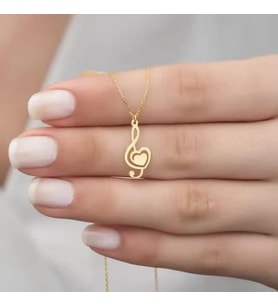 Kişiye Özel Kalp Tasarımlı Sol Anahtarı Kolye 925K Gümüş (Gold)