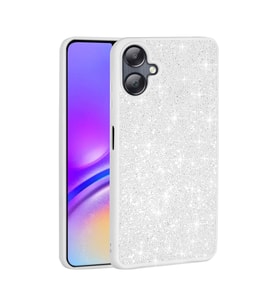 Samsung Galaxy A06 Kılıf Parlak Taşlı Tasarım Pırlanta Kapak (Beyaz)