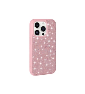 Apple iPhone 14 Pro Max Uyumlu Kılıf Parlak Taşlı Tasarım Zore Pırlanta Kapak (Pembe)