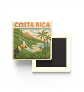 Kosta Rika - Costa Rica - Paper Cut Art - Baskılı Buzdolap Magneti Kare - 9x9 cm
