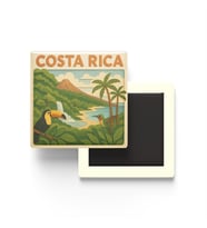 Kosta Rika - Costa Rica - Paper Cut Art - Baskılı Buzdolap Magneti Kare - 9x9 cm