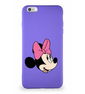 Apple iPhone 6 Plus Soft Premier Kapak Minnie Mouse-A Tasarımlı Silikon Kılıf - Mor (Şeffaf)