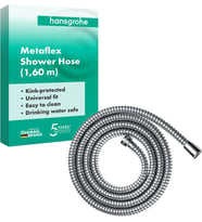 Hansgrohe (1.60 M) - Metaflex Shower Hose 1.60 M, Anti-Kink And Flexible, Chrome Effect Coil Wrap 28