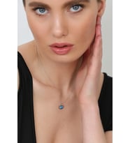 Kadın 925 Ayar Opal Taşlı Göz Kolye (Rodyum)