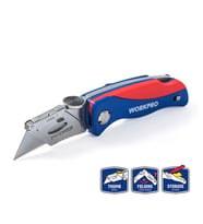 WORKPRO WP211006 Ağır Hizmet Paslanmaz Çelik Gövde Katlanır Rötuş Maket Bıçağı + 6 Adet Yedek Bıçak