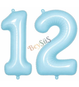 12 Rakam Folyo Balon Mavi Rengi (76 cm)