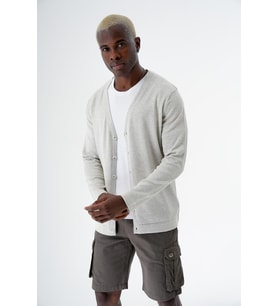 Chuba Erkek Pamuklu Düğmeli Standart Fit Casual Triko Hırka Gri 24S277
