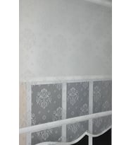 Çift Mekanizmalı Kirli Beyaz Damask Tül Perde ve Ekru Stor Perde STB45252-V01
