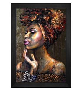Kadın Motifli Kanvas Tablo 50 x 70 cm Siyah Çerçeve