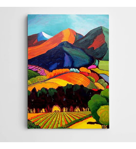 Tarla ve Dağlar Modern Sanat Kanvas Tablo