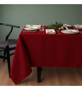 Fabric Design Safir Kadife Dokulu Dertsiz Ütü İstemeyen Yüksek Kaliteli Kırmızı Masa Örtüsü