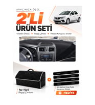 e-biz RENAULT SYMBOL UZUN TİP.2 (2013-2021) Uyumlu Torpido + Tay Tüyü Çanta - Siyah-Gri - RE016