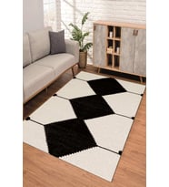 Dijital Kaymaz Taban Yıkanabilir Renkli Salon Halısı Mutfak Halısı Yolluk ND-SD-950 (Siyah)