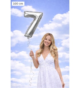Silver 7 Rakamı 100 cm Folyo Balon – Parlak Gümüş Dev Parti Balonu