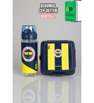 "DEKOMUS CEP DEFTERİ HEDİYELİ" LİSANSLI FENERBAHÇE 500 ML TRITAN MATARA VE BESLENME KABI SETİ 1907 (Krem)