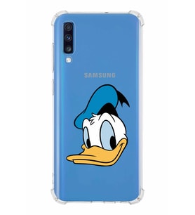Samsung Galaxy A70  Köşe Korumalı Antişok Kapak Donald Duck Tasarımlı Şeffaf  Kılıf