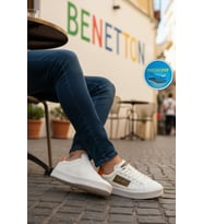 United Colors Of Benetton Beyaz Bağcıklı Cilt Erkek Spor Ayakkabı BNI-12113 M